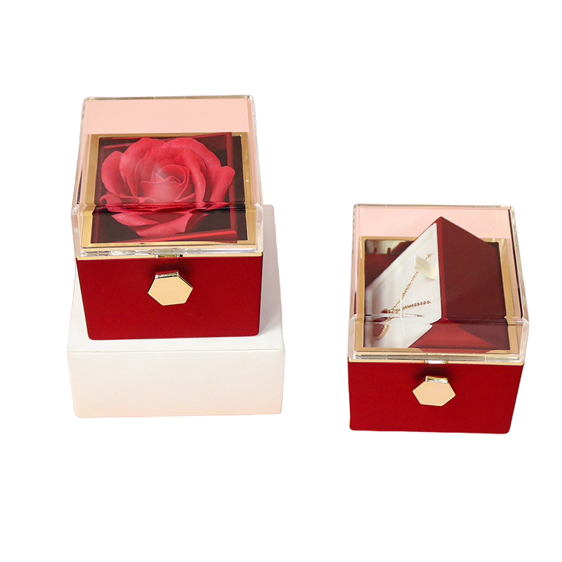 Eternal Rose Box - W / 2 Ring Fashion Diamond Necklace0000